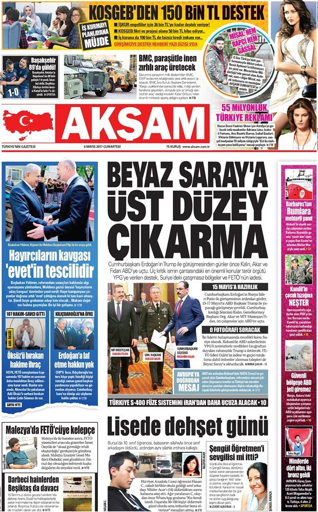 Gazete manşetleri Sabah - Sözcü - Hürriyet 6 Mayıs 2017 - Resim: 2