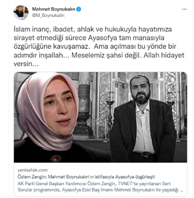 "Ayasofya'nın özgürleştiğini düşünüyorum" demişti! Mehmet Boynukalın'dan Özlem Zengin'e cevap - Resim: 0