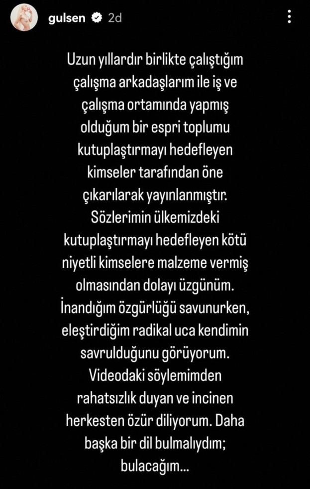 Gülşen, imam hatip sözleri için özür diledi - Resim: 0