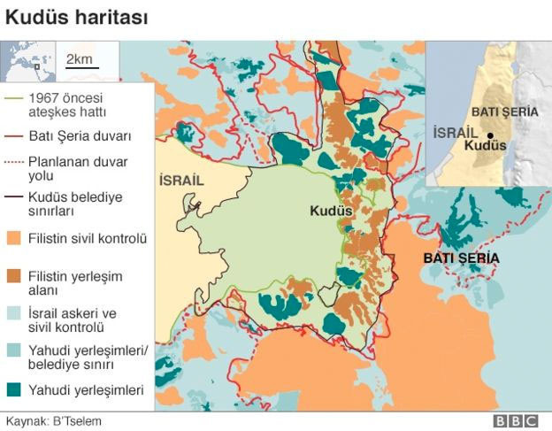 İsrail ve Filistin haritası yayınlandı! ABD'nin tek taraflı Kudüs anlaşmasına tepki yağıyor - Resim: 2