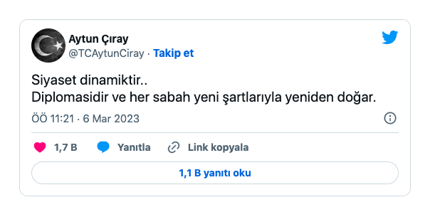 İYİ Partili Aytun Çıray'dan dikkat çeken paylaşım 'Yeni şartlar doğuyor' - Resim: 0