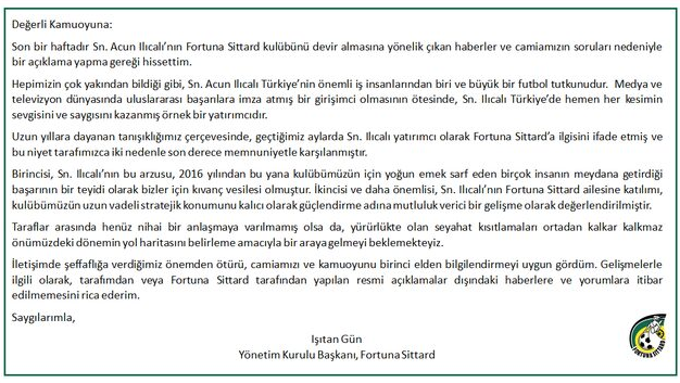 Fortuna Sittard Başkanı Işıtan Gün'den resmi açıklama: Acun Ilıcalı ile görüştük - Resim: 1