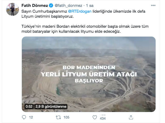 Enerji Bakanı Fatih Dönmez açıkladı Lityum üretimine başlıyoruz - Resim: 0