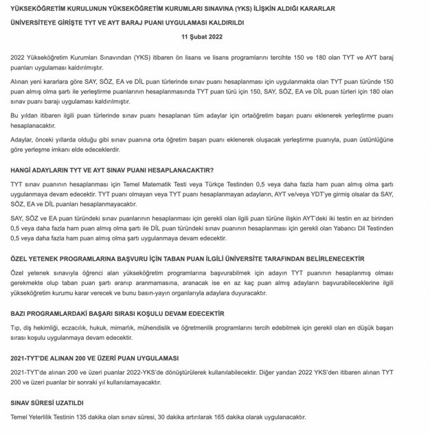 Üniversiteye girişte TYT ve AYT barajı kaldırıldı - Resim: 0