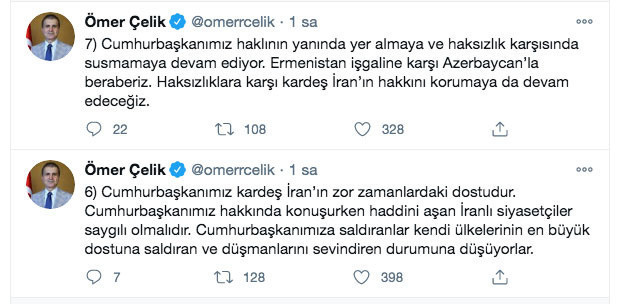 AK Parti Sözcüsü Ömer Çelik'ten İran'a şiir yanıtı kendi ülkelerinin düşmanlarını sevindiriyorlar - Resim: 0