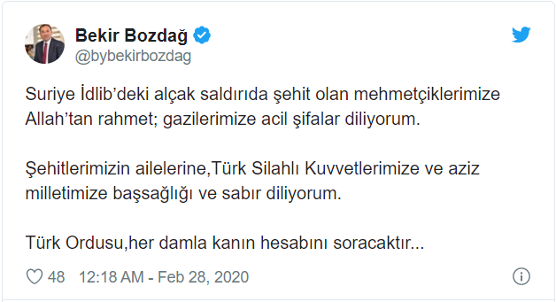 İdlib'te şehit düşen askerlerimiz için başsağlığı mesajları - Resim: 4