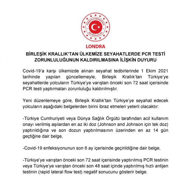Türkiye, İngiliz turistler için PCR testi şartını kaldırdı - Resim: 0