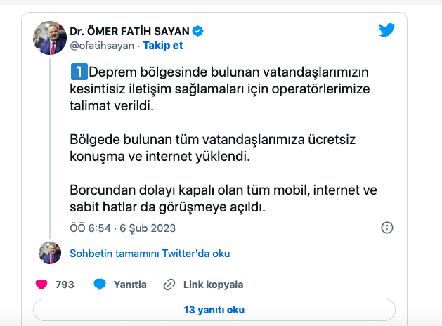 Bakan Yardımcısı Sayan talimat verdi GSM operatörleri harekete geçti ücretsiz konuşma ve internet - Resim: 0