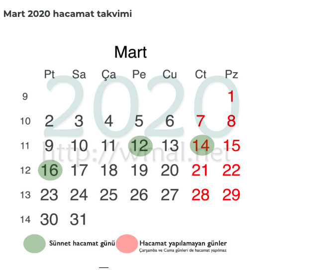 Hacamat takvimi Mart ayı 2020 hangi günler hacamat yaptırılır? - Resim: 0