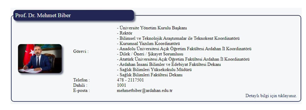 Ardahan Üniversite'sinde Rektör Mehmet Biber'e 10 ayrı görev - Resim: 0