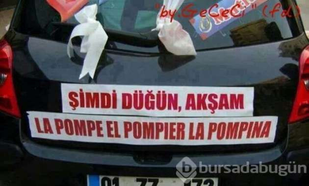 Evlendirirken güldüren düğün arabası yazıları - Resim: 1