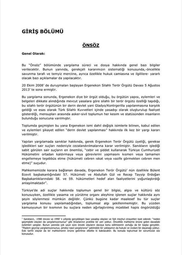 Ergenekon gerekçeli karar açıklandı! İşte kararın önsözü - Resim: 1