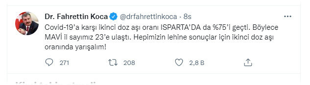 Sağlık Bakanı Fahrettin Koca: Mavi il sayımız 23’e ulaştı - Resim: 0