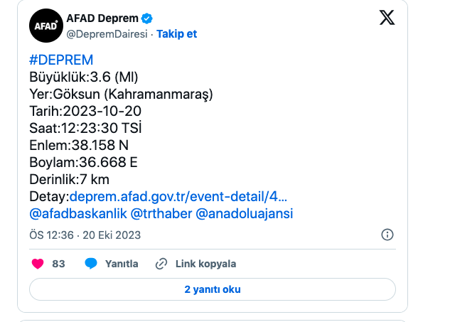 Maraş yine art arda sallandı! AFAD şiddetini duyurdu - Resim: 0