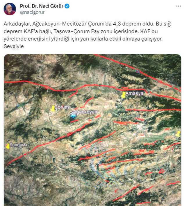 Naci Görür'den Çorum'daki depreme ilişkin kritik açıklama! - Resim: 0