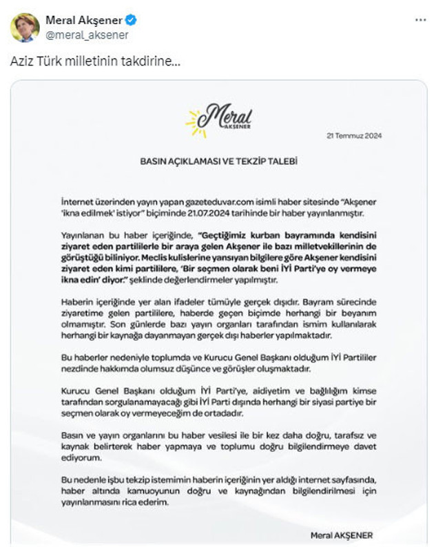 Meral Akşener’den gece yarısı açıklama geldi! "Beni oy vermeye ikna edin" iddialarını yalanladı - Resim: 0