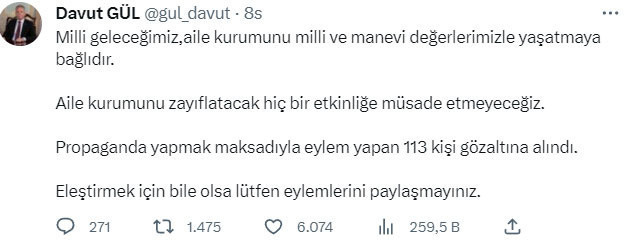 İstanbul Valisi Davut Gül: 113 kişi gözaltına alındı - Resim: 0