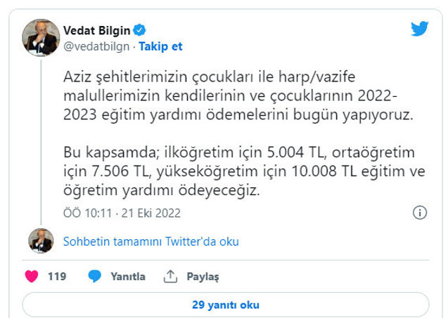 Bakan Vedat Bilgin duyurdu: Ödemeleri bugün yapıyoruz - Resim: 0