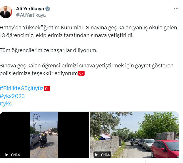 Bakan Ali Yerlikaya teşekkür etti: 13 öğrencimiz sınava yetiştirildi - Resim: 0