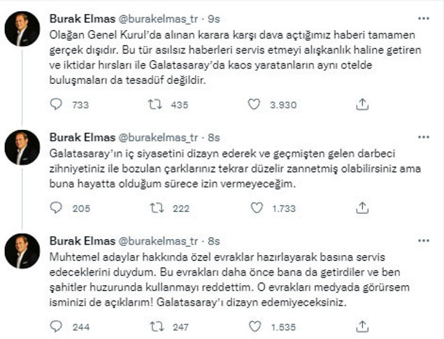 Galatasaray Başkanı Burak Elmas'tan 'dava' iddiasına ilişkin açıklama - Resim: 0