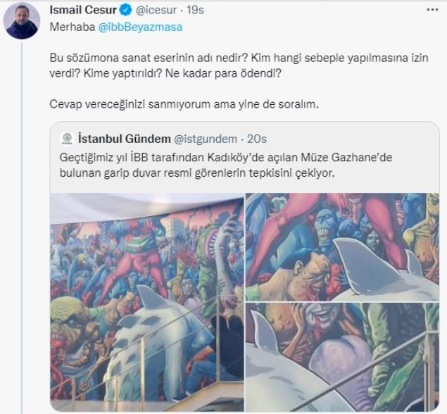 İBB'nin Müze Gazhane'deki dehşetli duvar görsellerine tepki yağdı! Gece yarısı apar topar kaldırıldı - Resim: 1