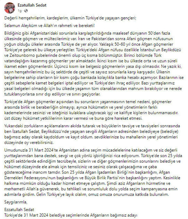 Afganistan Dernekleri Başkanı belediye başkan adayı oldu! - Resim: 0