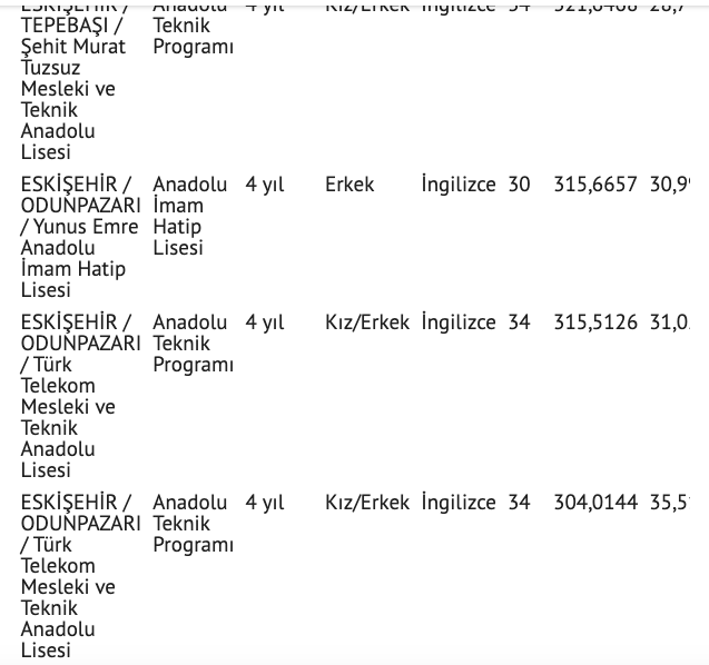 Eskişehir Anadolu, İmam Hatip, Fen Lisesi LGS yüzdelik dilimleri ve taban puanları - Resim: 4