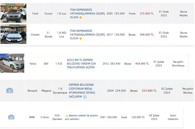 Otomobil satışlarında 'deprem' detayı! Acil satılık deprem bölgesine gidiyorum - Resim: 0