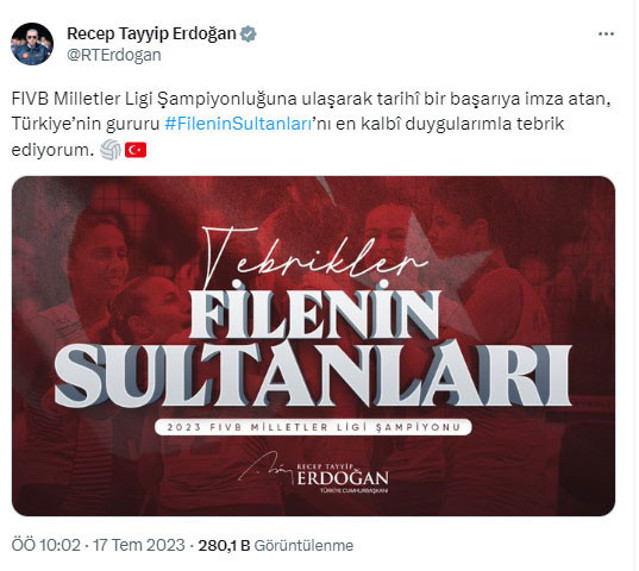 Cumhurbaşkanı Erdoğan, A Milli Kadın Voleybol Takımını tebrik etti - Resim: 0