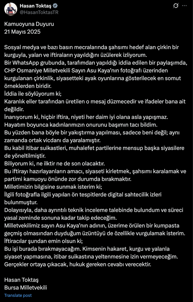 CHP'li Asu Kaya için çirkin mesaj! İYİ Parti vekili Hasan Toktaş yazdı dediler ama... - Resim: 2
