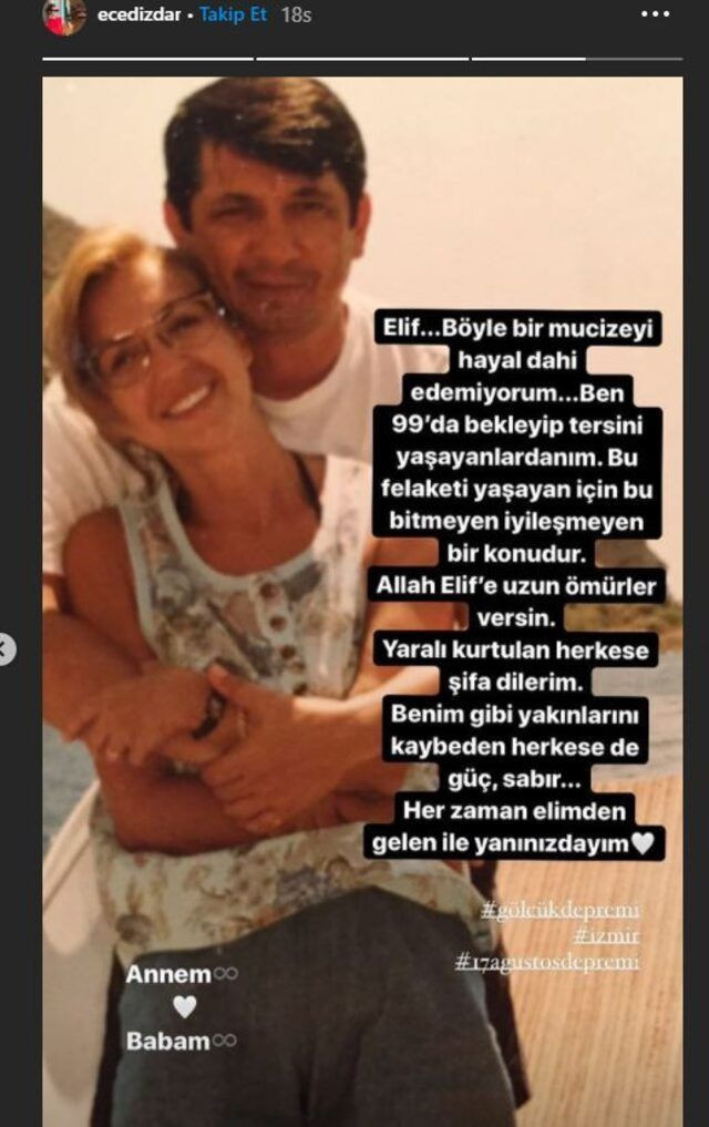 99 depreminde ailesini kaybeden Ece Dizdar'dan duygu dolu sözler Elif için yazdı - Resim: 2