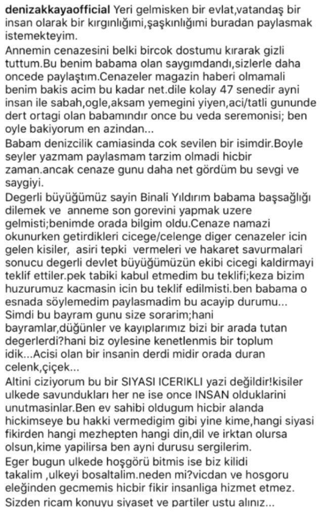 Deniz Akkaya'nın annesinin cenazesinde Yıldırım'a tepki gösterilmesiyle ilgili açıklama - Resim: 4