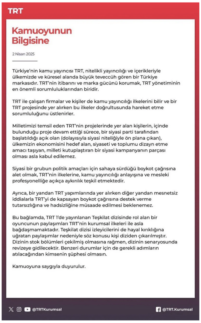 TRT'den Aybüke Pusat kararı! Teşkilat dizisinden çıkarıldı - Resim: 0