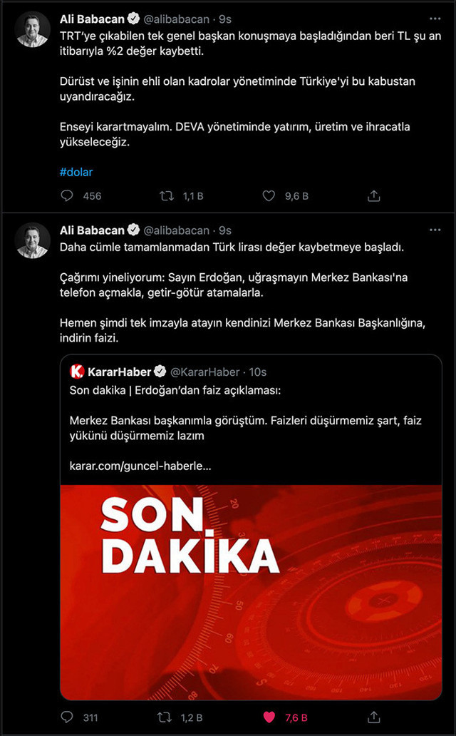Ali Babacan'dan Erdoğan'a: Kendinizi tek imza ile Merkez Bankası Başkanı atayın faizi indirin - Resim: 0