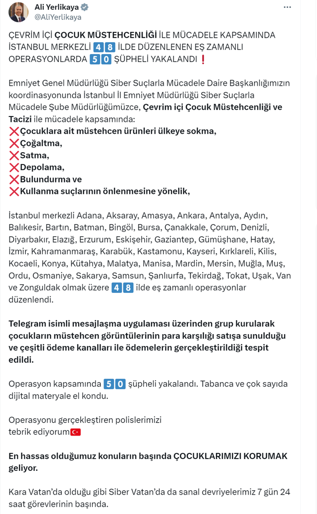Çocuk pornocularına 48 şehirde operasyon! Telegram üzerinden grup kurarak... - Resim: 0