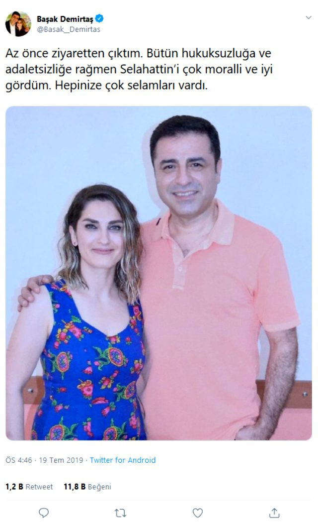 Başak Demirtaş, Selahattin Demirtaş'ın cezaevindeki son halini paylaştı - Resim: 0