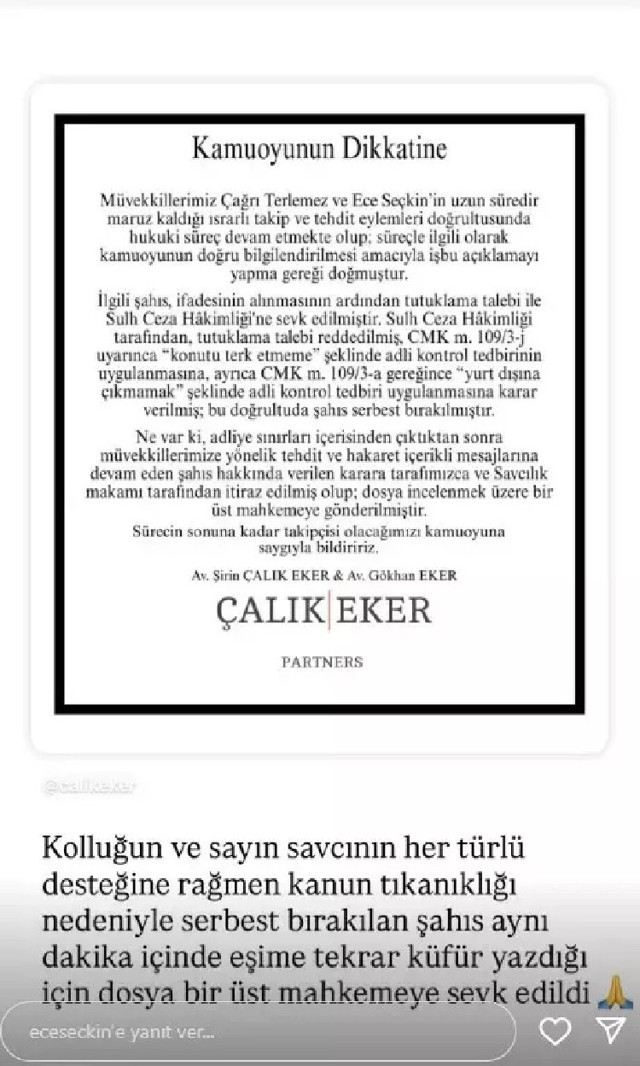 Yıllardır maruz kalıyordu! Ece Seçkin'i tehdit eden şahıs serbest kalınca bakın ne yapmış - Resim: 1