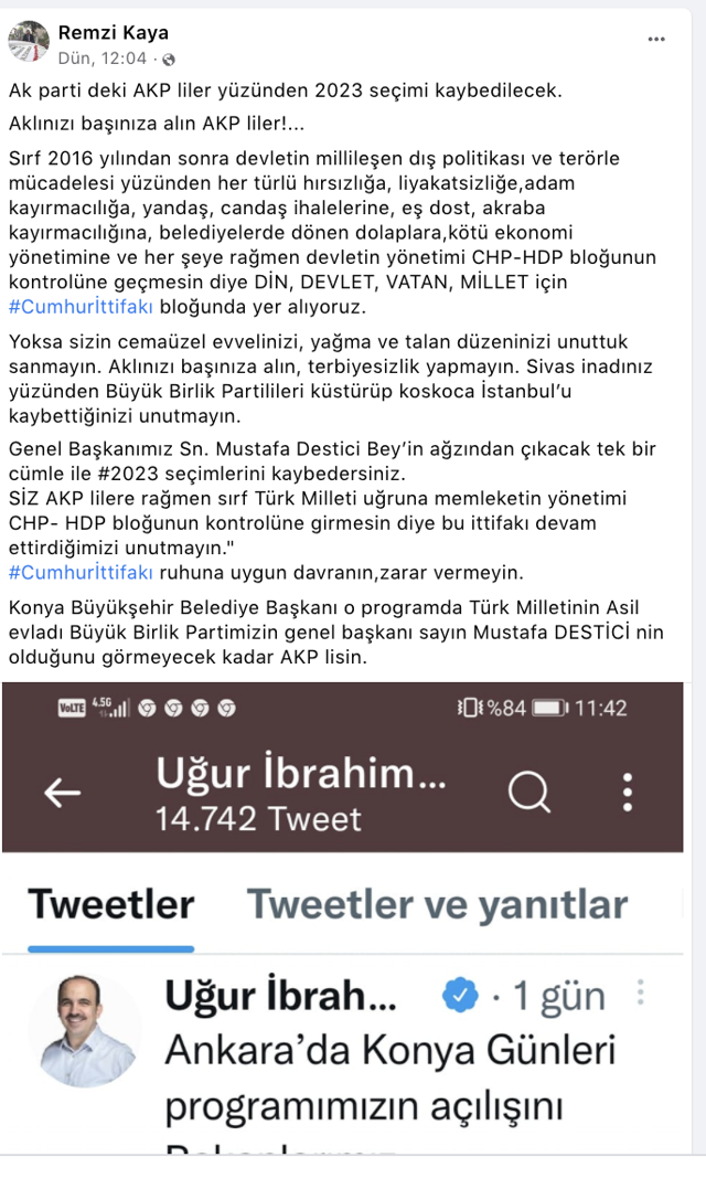 BBP İl Başkanı'ndan şok sözler: Her türlü hırsızlığa, dönen dolaplara, kötü ekonomi yönetimine rağmen... - Resim: 0