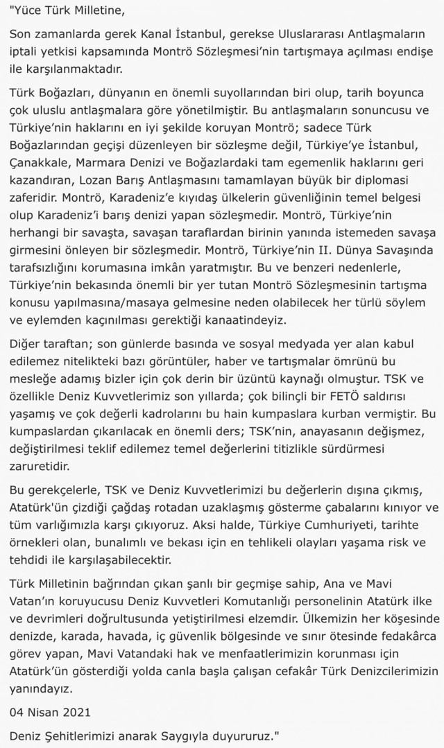 Montrö bildirisi davasında karar çıktı! 103 emekli amirale 12'şer yıl ceza istenmişti - Resim: 0