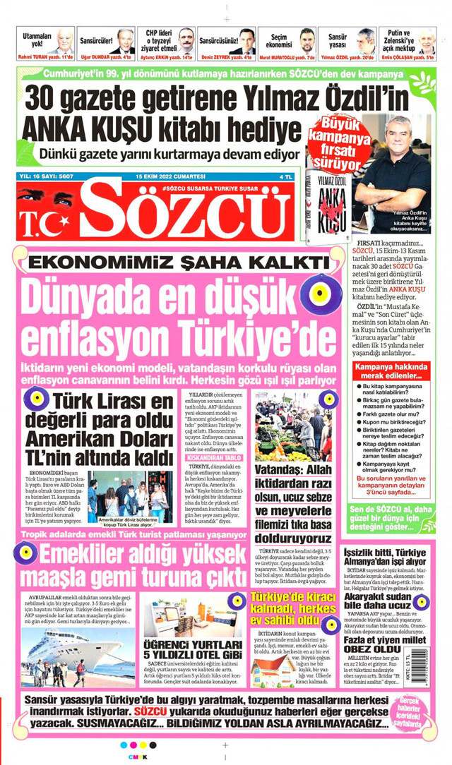 Sözcü'den toz pembe manşet: Dünyada en düşük enflasyon Türkiye'de - Resim: 0