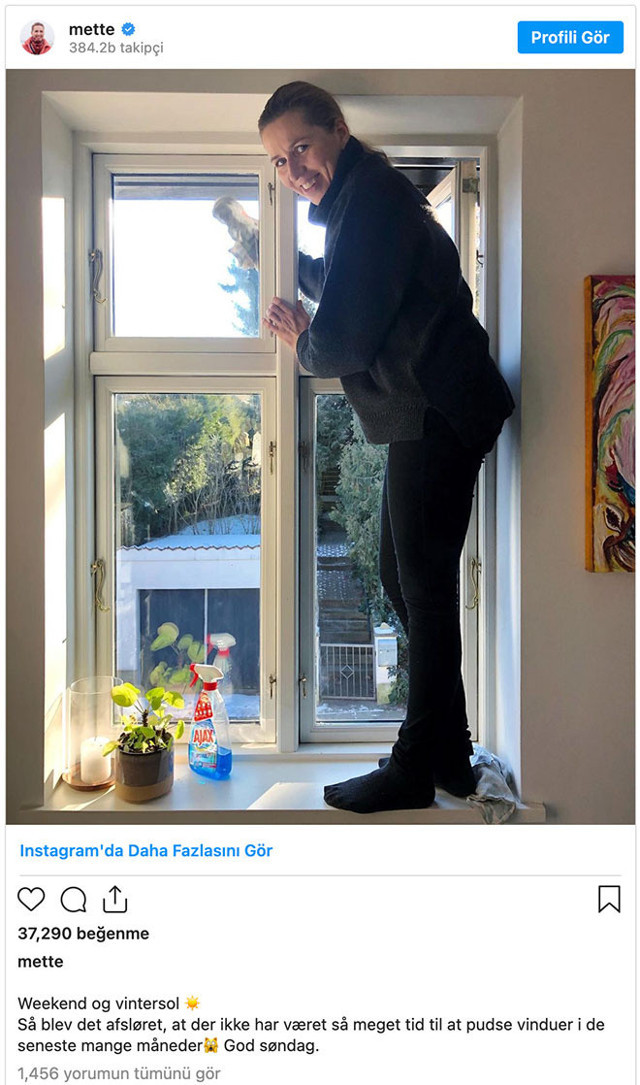 Danimarka Başbakanı evde temizlik yaptığı anları takipçileri ile paylaştı - Resim: 0