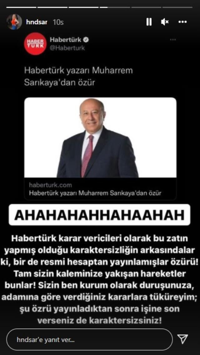 HaberTürk'ten kovulan Hande Sarıoğlu'ndan olay Muharrem Sarıkaya yorumu - Resim: 3