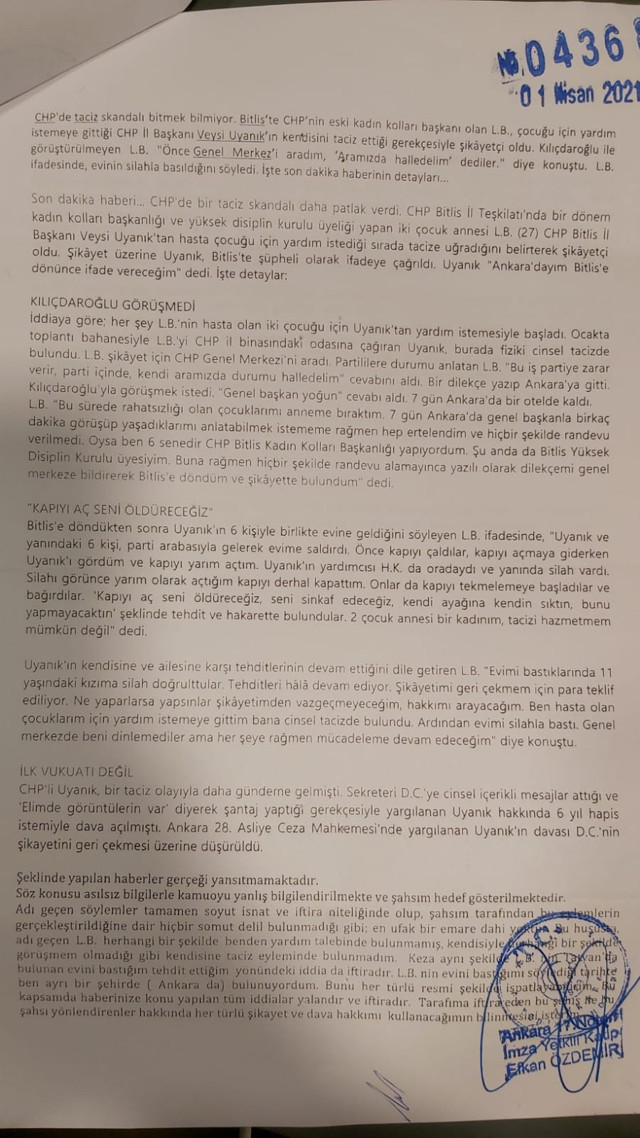 CHP İl Başkanı Veysi Uyanık'tan iddialara yalanlama - Resim: 0