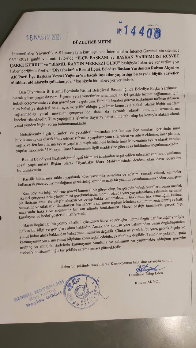 Bismil Belediye Başkan Yardımcısı Rıdvan Akyol'dan rüşvet iddialarına yalanlama - Resim: 0