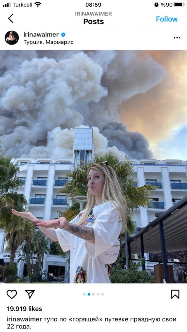 Rus şarkıcı İrina Waimer, Antalya'daki yangını alaya alan paylaşımda bulundu - Resim: 1