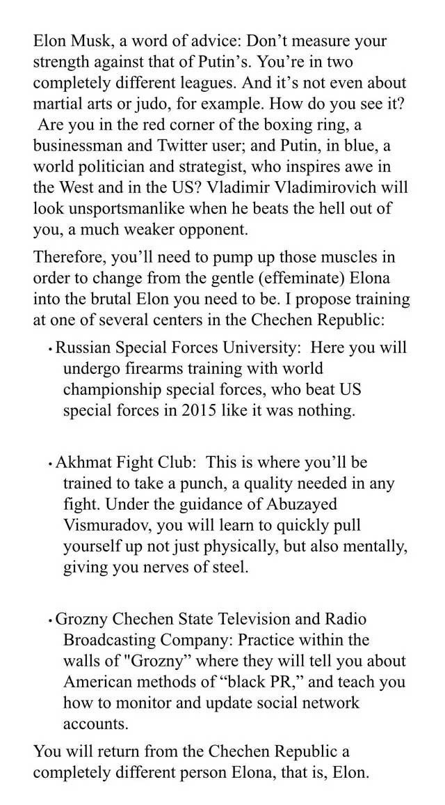 Putin'i düelloya davet eden Elon Musk'a Çeçen lider Ramazan Kadirov böyle cevap verdi - Resim: 0