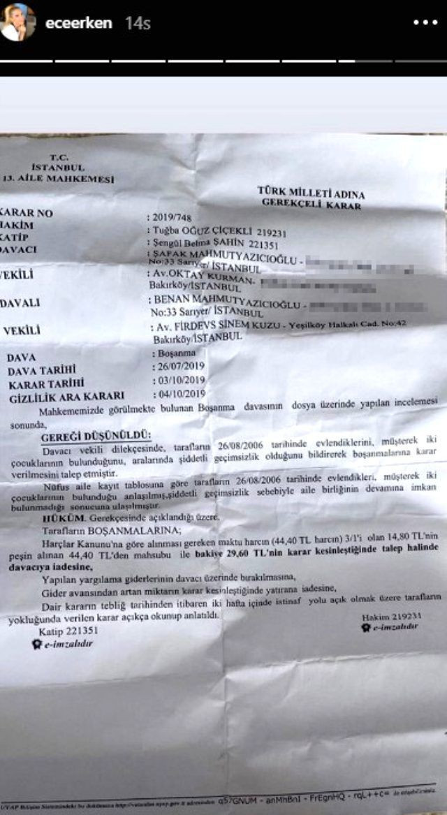 Ece Erken'in ifşa ettiği boşanma belgesi sahte çıktı başı belaya girdi - Resim: 2