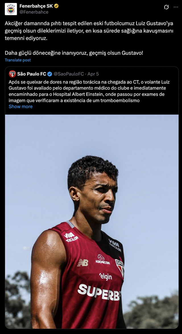 Fenerbahçe'den Luiz Gustavo için "geçmiş olsun" mesajı - Resim: 0