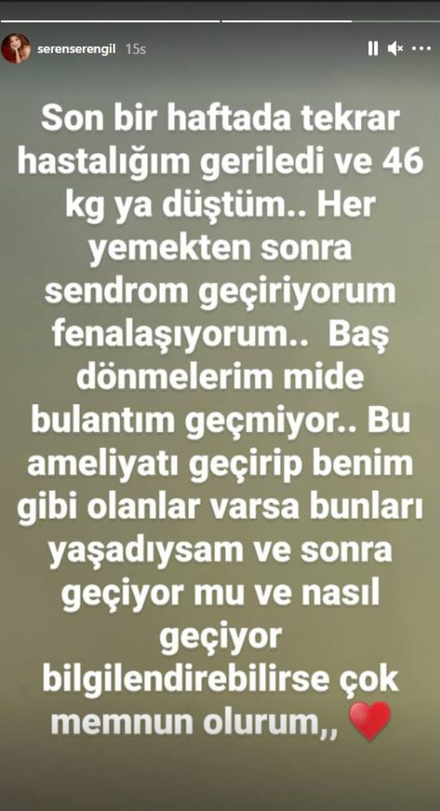 Seren Serengil'in Dumping Sendromu hastalığı nüksetti! 'Yine 46 kiloya düştüm!' - Resim: 0