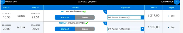 Ankara-İstanbul hızlı tren bilet ücreti 2022 ekonomi öğrenci/tam bilet ne kadar oldu? - Resim: 1